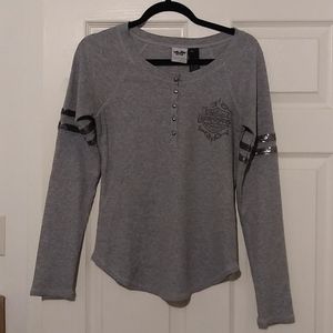 Harley-Davidson Grey Thermal Henley Top